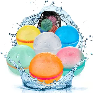 4pcs Unisex Magnetic Reusable Quick-Fill Water Balloons, Self-Sealing Silicone Swim-Friendly Splash Balls for Kids Ages 3+, with Mesh Bag for Pool, Backyard Summer Parties