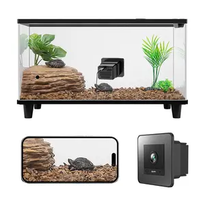 2K HD Aquarium & Terrarium WiFi Pet Camera,140° Wide-Angle Anti-Glare & Anti-Reflection,Night Vision for Fish & Reptiles,Two-Way Audio,Glass-Mount Enclosure Monitor,AI-Powered Detection,24/7 Recording