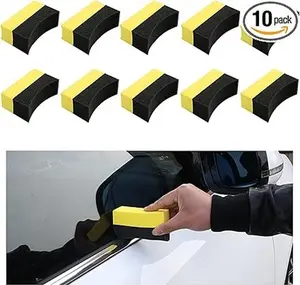10 PCS Tire Contour Dressing Applicator Pads, Dressing Shine Sponge for Car Glass, Painted Steel, Porcelain and More ( Normal+Curve)