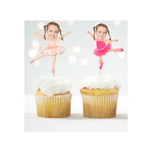 Personalized Ballerina Cupcake Toppers with Photo – Tutu Party Supplies