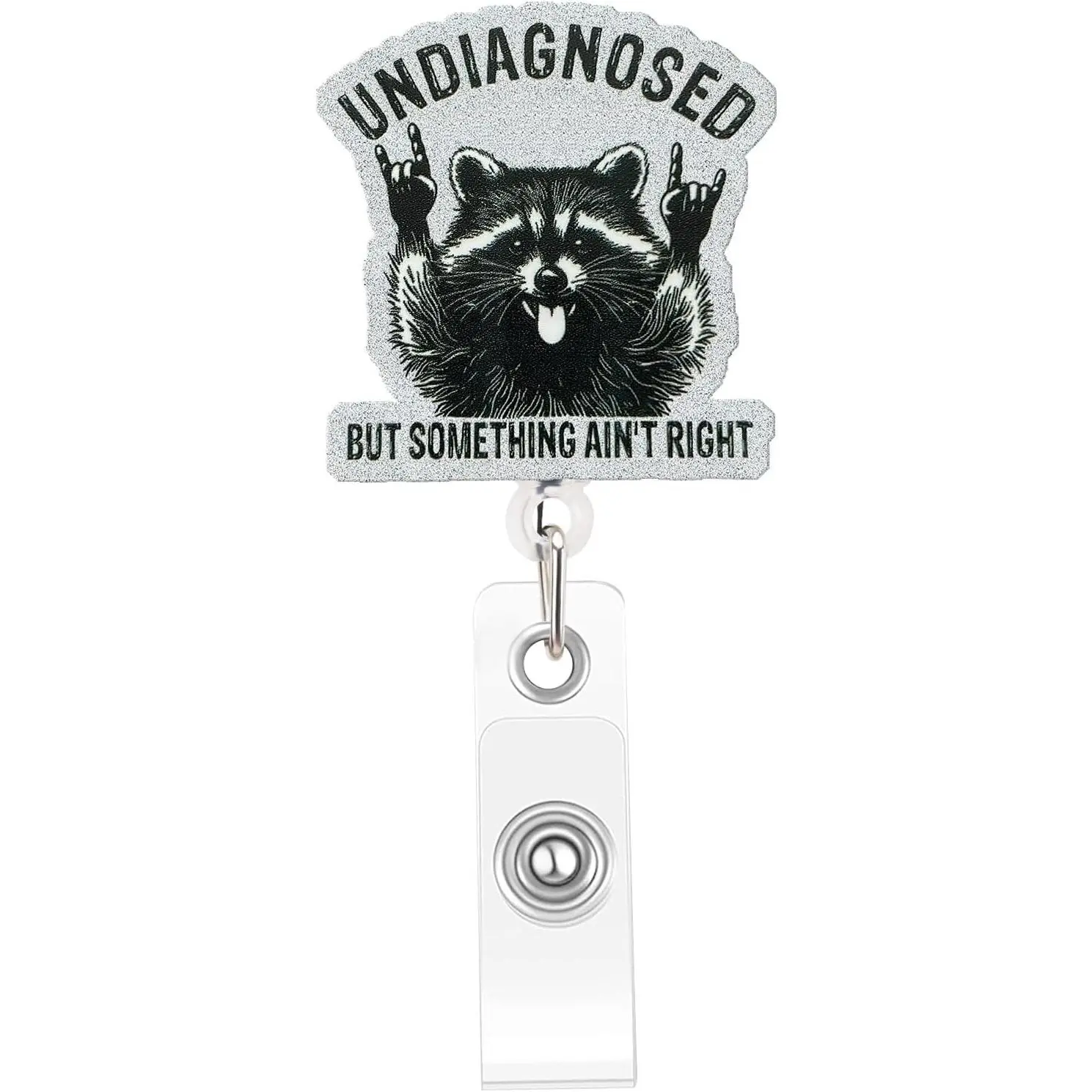 Retractable Nursing Badge Reel - Funny Cute ID Card Holder with Clip, "Undiagnosed but Something Ain't Right" Design, RN Healthcare Professional Gift
