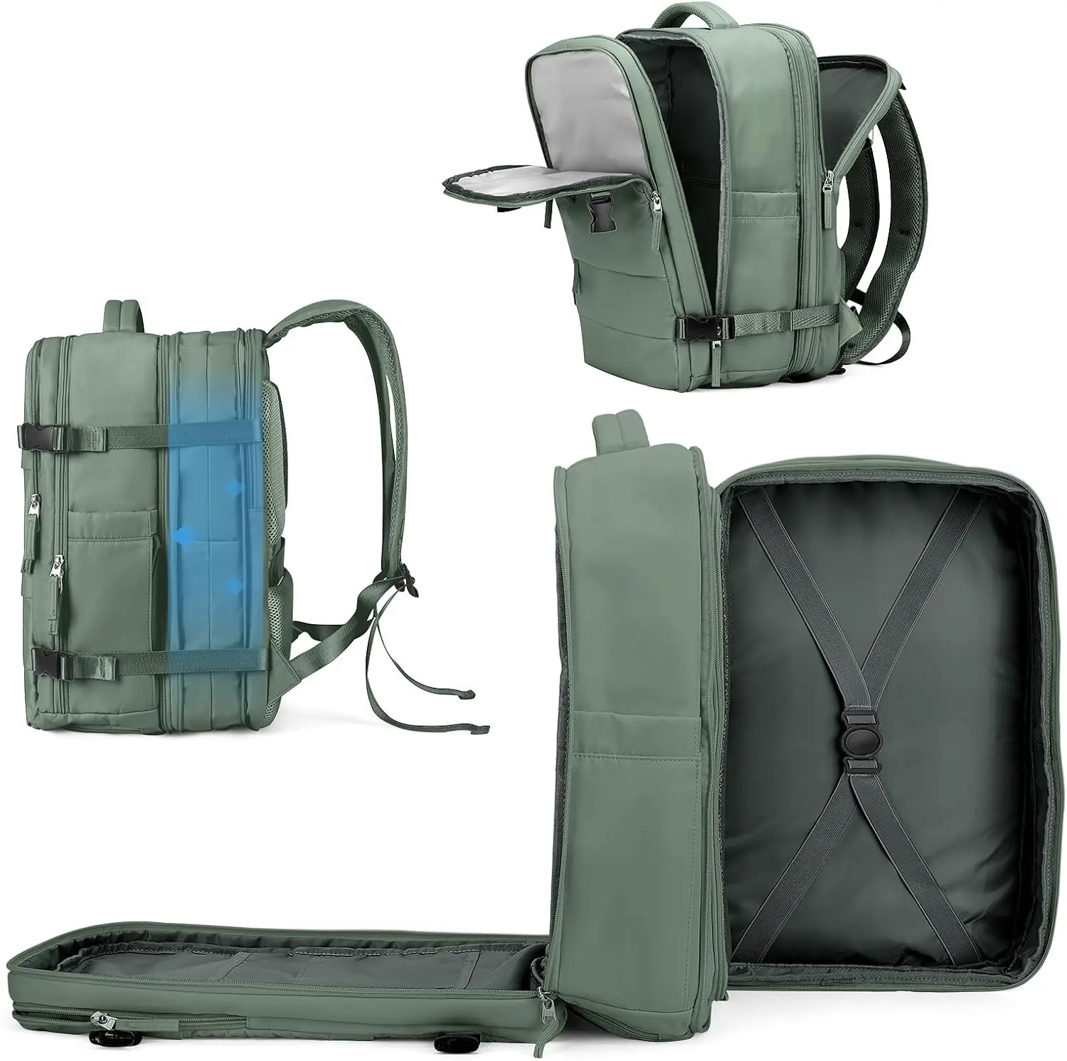 Large Travel Backpack For Women Men, Carry On Backpack, Hiking Backpack Waterproof Outdoor Sports Rucksack Casual Daypack Expandable Heavy Duty Extra large Backpack Olive GreenGift.