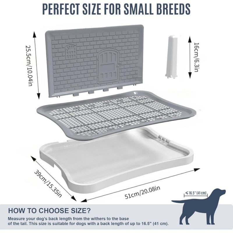 Leak-proof puppy urine pad holder and training station, heavy-duty indoor dog toilet system, easy to clean, suitable for puppies and adult dogs toilet training, center column design dog urine pad bracket, with training tray stable and leak-proof