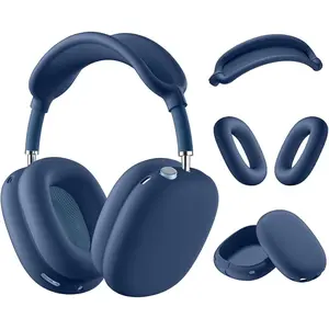 Silicone Case Cover for AirPods Max Headphones,Anti-Scratch Ear Cups Cover/Ear Pad Case Cover/Headband Cover 3 in 1 Accessories Silicone Protector for Apple AirPods Max(Dark Blue)