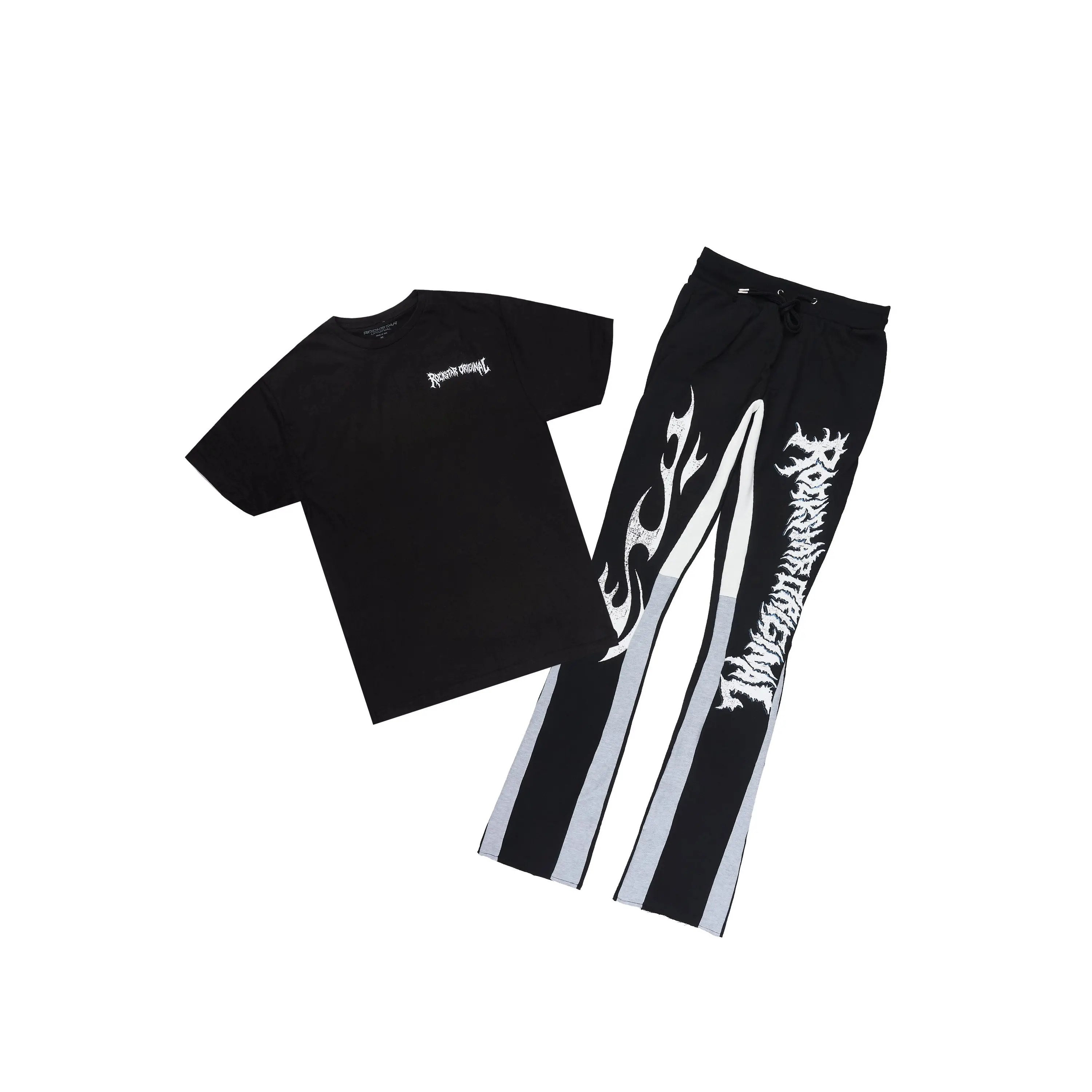 Deathrow 3.0 Black T-Shirt/Stacked Flare Pant Set