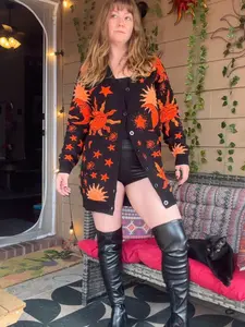 New Rune + Altar Whimsigoth 90s Celestial Black + Rust Boyfriend Sweater