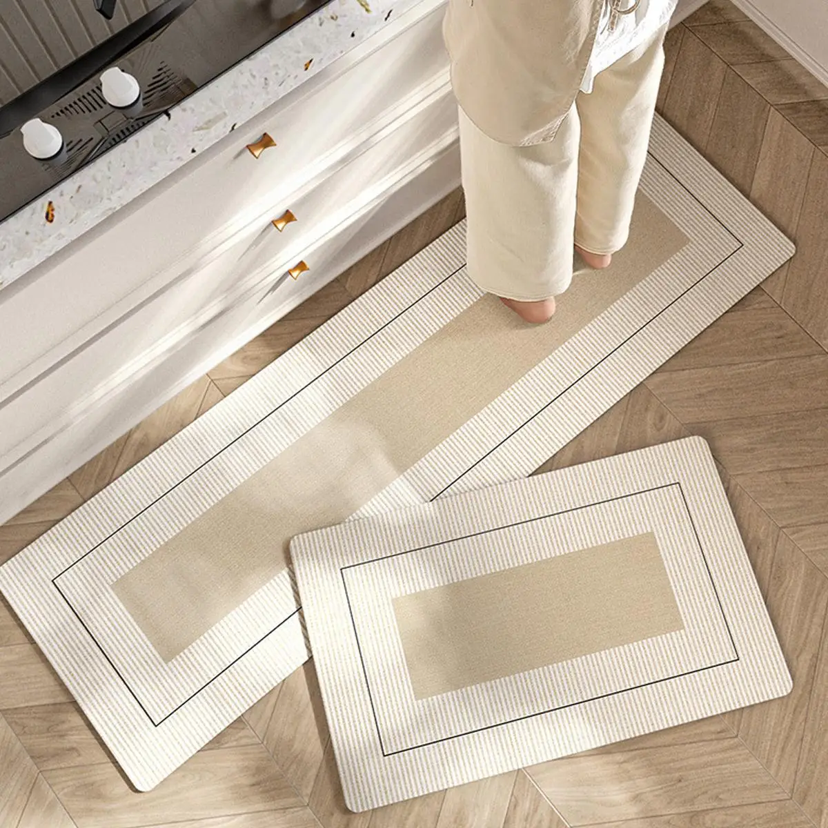 Kitchen Mat, 1 Count Modern Simple Non-slip Absorbent Kitchen Rug, Washable Floor Mat for Kitchen, Laundry Room, Hallway, Room Decor, Fall Decor