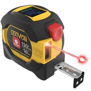 2 in 1 Digital Laser Tape Measure| 130ft/40m Laser Distance Meter Display On Backlit LCD Screen with 16ft/5m AutoLock Measuring Tape| Ft/Inch/Fractions/M/mm(LX-201)