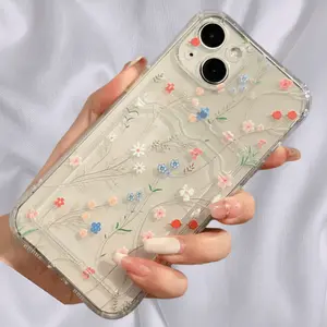 [Colorful Phone Case] Transparent TPU Soft Shell Flower Bush Card Holder Mobile Phone Case |   Suitable for iPhone15 14 13 12 11 xs xr xsmax x 7 8 7P 8P pro max plus - Comes with a card bag to hold cards