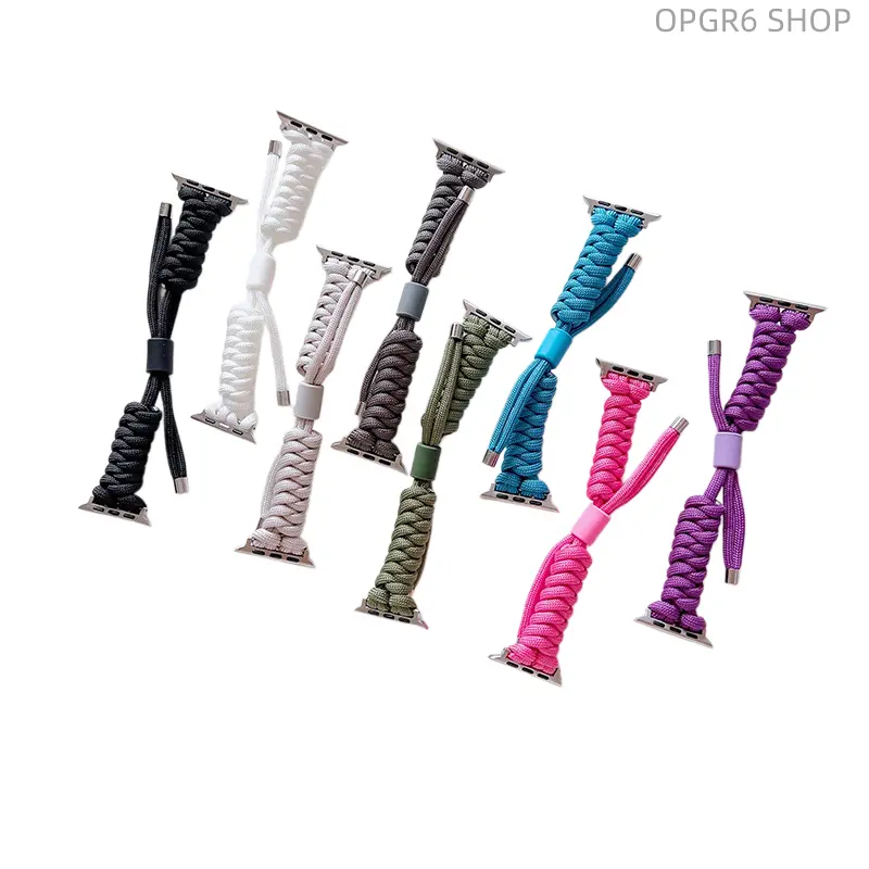 Sports Nylon Braided Paracord Watch Band, Adjustable Fastener Replacement Strap Compatible With Apple Watch