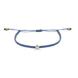 Bezel Set Lab Grown Diamond Adjustable String Bracelet in Support of Charity Water 0.10ctw