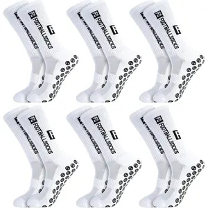 6 Pairs Grip Soccer Socks for Men Anti Slip Athletic Socks Non-Slip Sports Football Basketball Socks with Grip Pads