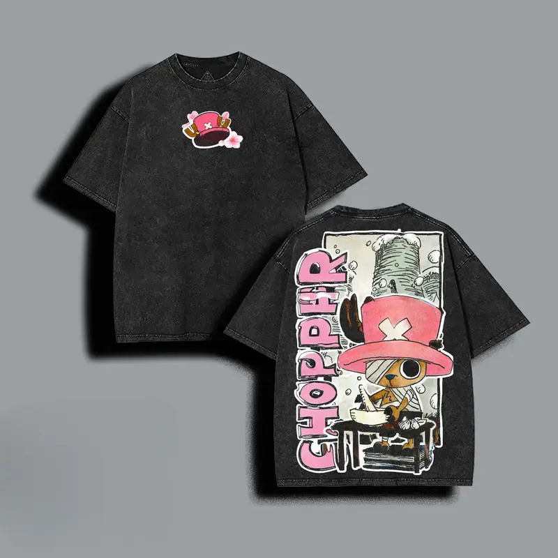 Youth & Adult Unisex Cotton Loose-Fit Top, Chopper One Piece Anime T-shirt, Vintage Tony Tony Chopper Graphic Pullover, Gift for Anime Fans Merch
