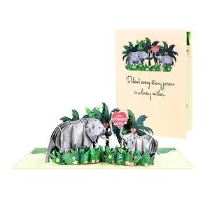 Mother’s Day 3D Pop-Up Elephant Card – Mom & Baby Elephant Design, Cute Handmade Greeting Card, Heartfelt Gift for Mom