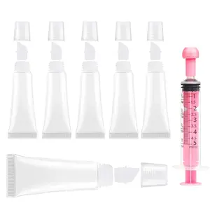 6 count Empty Lip Gloss Tubes - 8ml Clear Lip Balm Tubes with 5ml  - Refillable Squeeze Lip Balm Containers - Mini  Soft for DIY Lip Gloss and Travel Toiletries