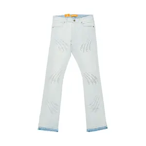 Men's Straight Leg Rhinestone Claw Jeans | Light Wash