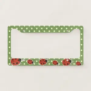 Lady Bug License Plate Frame Cute Red Beetle Pattern For Car Accessory Aesthetic Cute Vehicle Ornament For Women Girls Ladybird Decor Auto 5