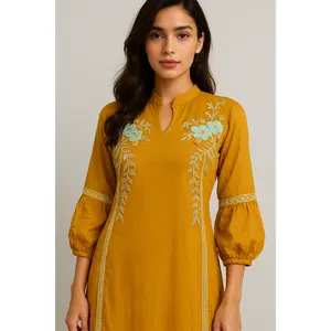 Mustard Georgette Maxi with Exquisite Hand Embroidery