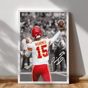 Mahomes Signed Football Poster Wall Art, Sports Room Decor, Teen Room Poster, Game Day Wall Inspiration, Football Fan Gift