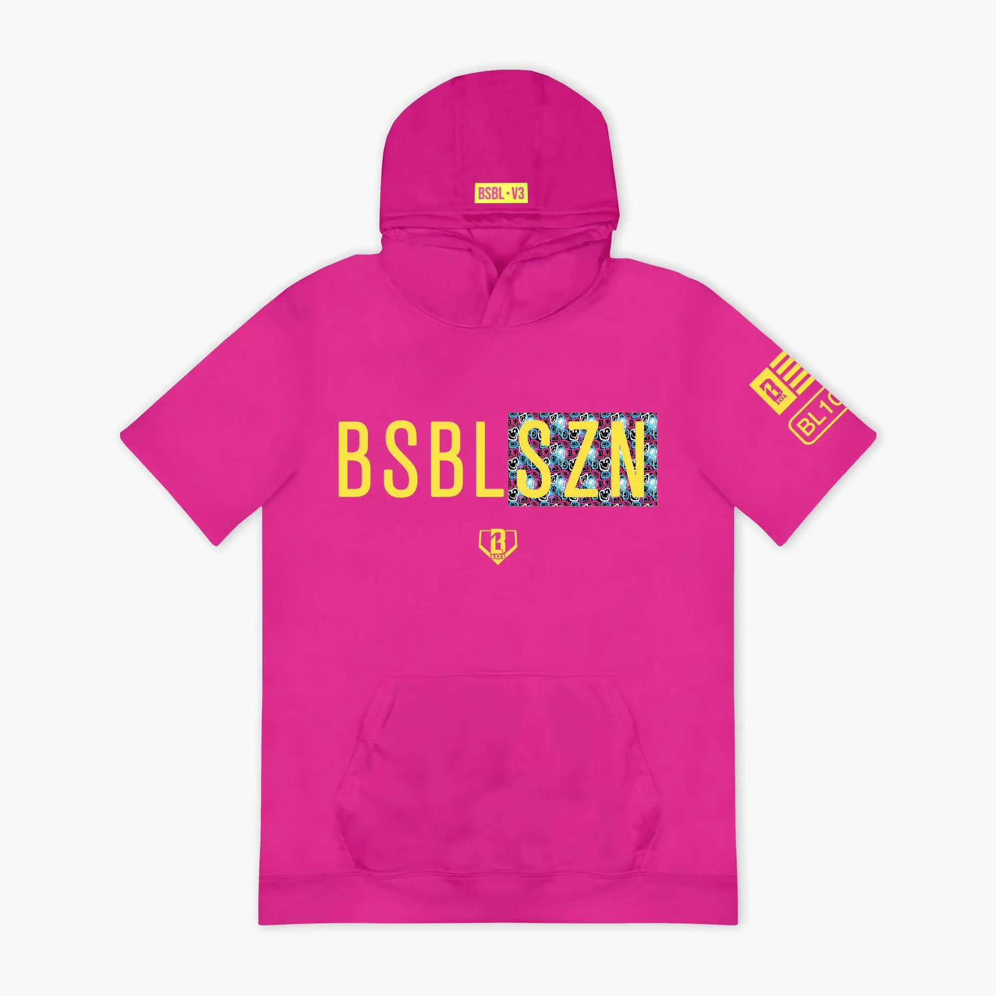 Youth Short Sleeve Hoodie V3 - Pink/Smiley Slugger