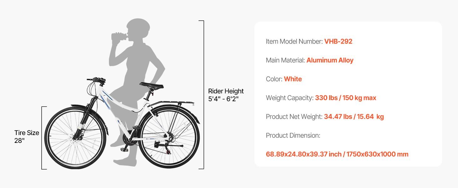 Men's Hybrid Bike - Urban City Commuter Bicycle 700C Wheel, 21-Speed Shimano Gearing, Lightweight Aluminum Frame, Comfortable Upright Riding, Easy Daily Commute, Fitness Riding, All Weather Versatile Everyday Bike