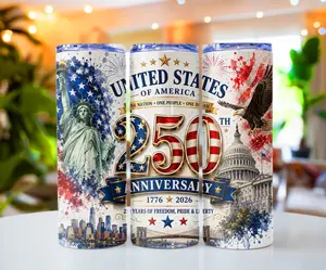 USA 250th Anniversary PNG | 4th of July Tumbler 20oz Sublimation | America 1776-2026 Semiquincentennial | Patriotic Tumbler Wrap PNG