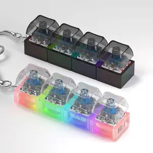 DIYCOM Mini Mechanical Keyboard Keychain with Crystal Keycaps & LED Lights Compact Stress Relief Toy for Desk or Bag America Made