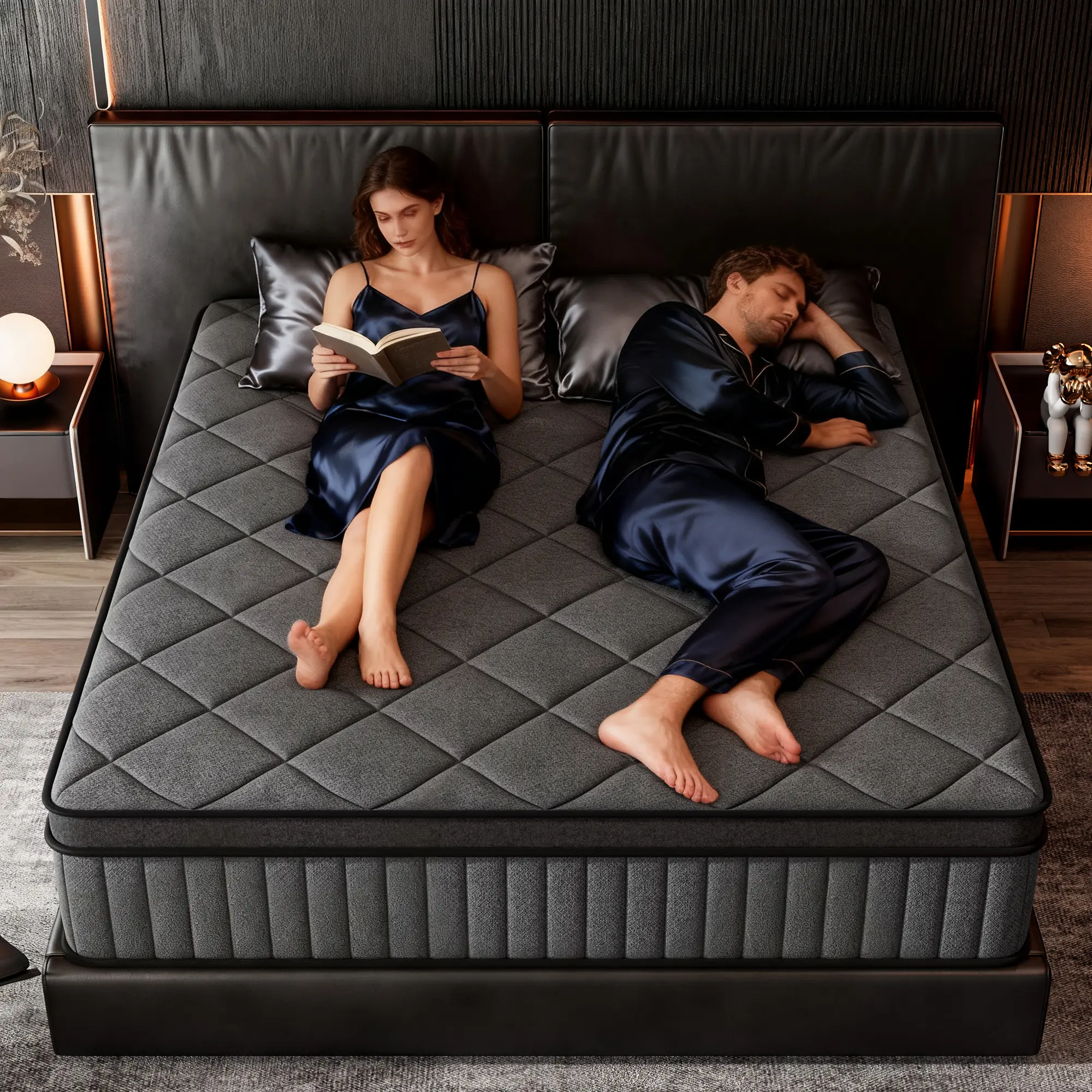 10/12 Inch Hybrid Mattress Twin Full Queen King Size Medium Firm with Memory Foam Cooling Cover Pocket Spring Mattress for Lumbar support & pressure relief Fiberglass-Free CertiPUR-US  Mattress in the box for comfortable sleep Ergonomic edge support
