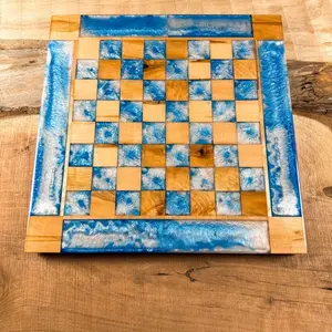 Ocean Cloud Maple Wood Chess Board (INCLUDES PIECES)