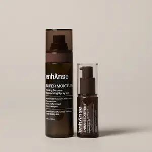 Enhanse Skin Longevity Routine, Super Moisture & Under Eye Gel for Men, 2-in-1 Day-to-Night Serum, Hydrating Setting Spray, Caffeine Eye Cream, 2 Bottles