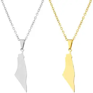 Palestine Necklace Flag Map Pendant for Women Men Arabic Jewelry
