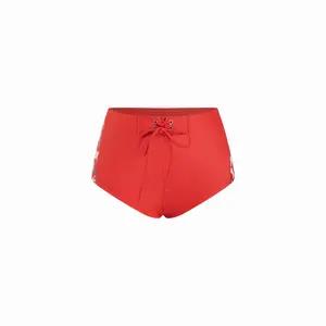 Cider High Stretch Floral Side Panel Lace Up Low Rise Cover Up Shorts Fiery Red Womenswear SwimWeek