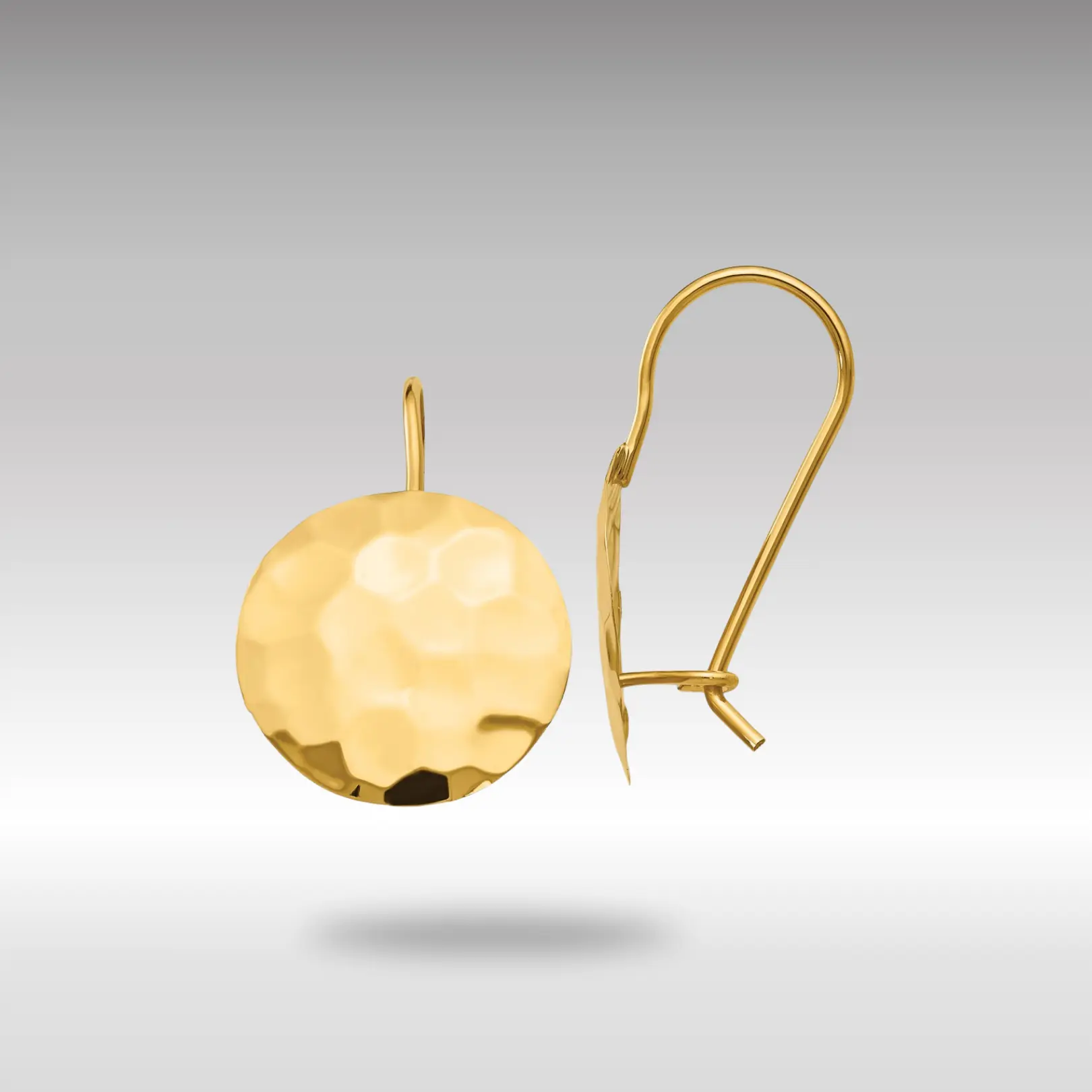 14K Gold Hammered Circle Disc Earrings Model-TH651