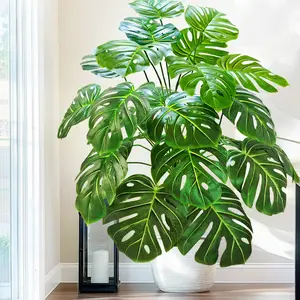 Artificial Bamboo Plant, 60-105cm Tall Faux Palm Tree, Dark Turtle Leaf Decorative Plant for Home Garden Room Office Decoration