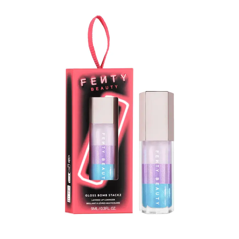 Fenty Beauty Gloss Bomb Stackz Layered Lip Luminizer — Unicorn Blizzard, Iridescent Periwinkle Shimmer — Holiday Glitter Makeup Gift
