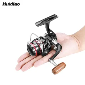 Huidiao BK Mini Spinning Reel 500/800 Series 5.2:1 Gear Ratio 8KG/17.6LB Powerful Drag Portable Ice Fishing Reel All Metal Spool One-Button Folding Handle Drag Clicker for Panfish Pike Perch