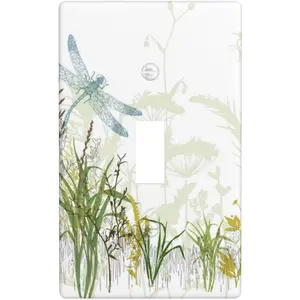 Wild Flower Dragonfly 1 Gang Toggle Light Switch Cover Plates Decorative Electric Outlet Covers Decorator Wall Switch Plate Receptacle Plug Covers 4.5 * 2.76 Inches