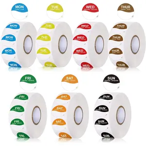 7000 Pcs Day of The Week Labels Food Labels Monday Through Sunday Management Inventory Stickers Removable Weekly Self Adhesive Date Dot Stickers for Restaurant Kitchen Containers (Wave)