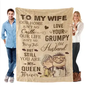 To My Wife "Forever Queen" Soft Throw Blanket – Romantic Gift from Husband, Perfect for Mother's Day, Christmas, Birthday & Anniversary |   Cozy Fleece Blanket for Bedroom & Living Room