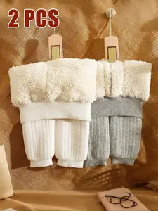 Girls' Thickened Leggings Set, 2-Pack Bottoms, Ideal for Winter Warmth, Comfortable Daily Wear, Perfect for Cold Weather, Thick Tights