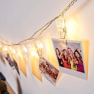 10ft 20 Photo Clip String Lights, Fairy Lights Battery Operated with Clips for Hanging Pictures Cards, Bedroom Wall Decor Party Wedding Home Halloween Christmas Decorations, Warm White