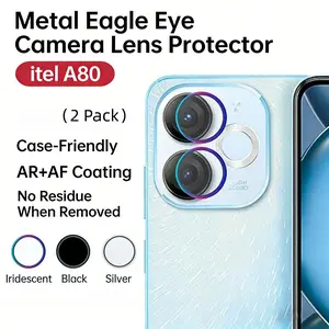 2pcs Itel A80 Eagle Eye Lens Film, Metal Protection Membrane for Rear Camera, Diamond-Embedded Metal Lens Protector, Phone Accessories
