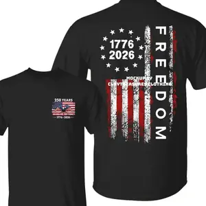 250 Years America Anniversary 250th Independence Day Freedom T-Shirt, Semiquincentennial Celebration 1776-2026 Shirt, Patriotic American Flag Gifts Casual Daily Wear Tee For Men & Women, Apparel Made In The USA Menswear Top  zxy09