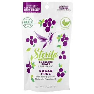 Stevita Naturals Naturals, Sugar Free Hard Candy, Glorious Grape, 3 oz (85 g)