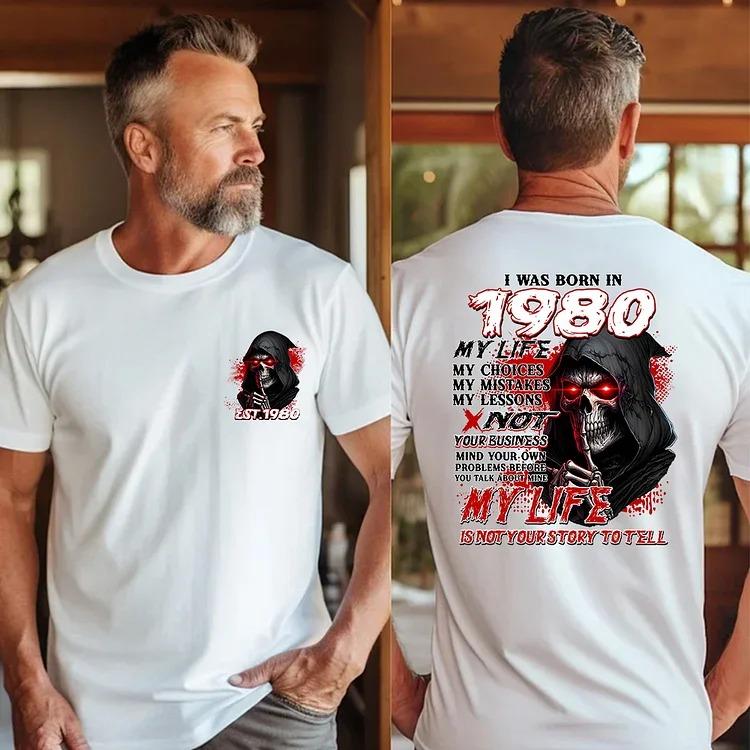 Gen X 2-Sided Shirt – Personalized “My Life My Story” Quote Tee, Custom Year of Birth T-Shirt, Bold Graphic Unisex Top for Men & Women Casual Menswear Big Breathable