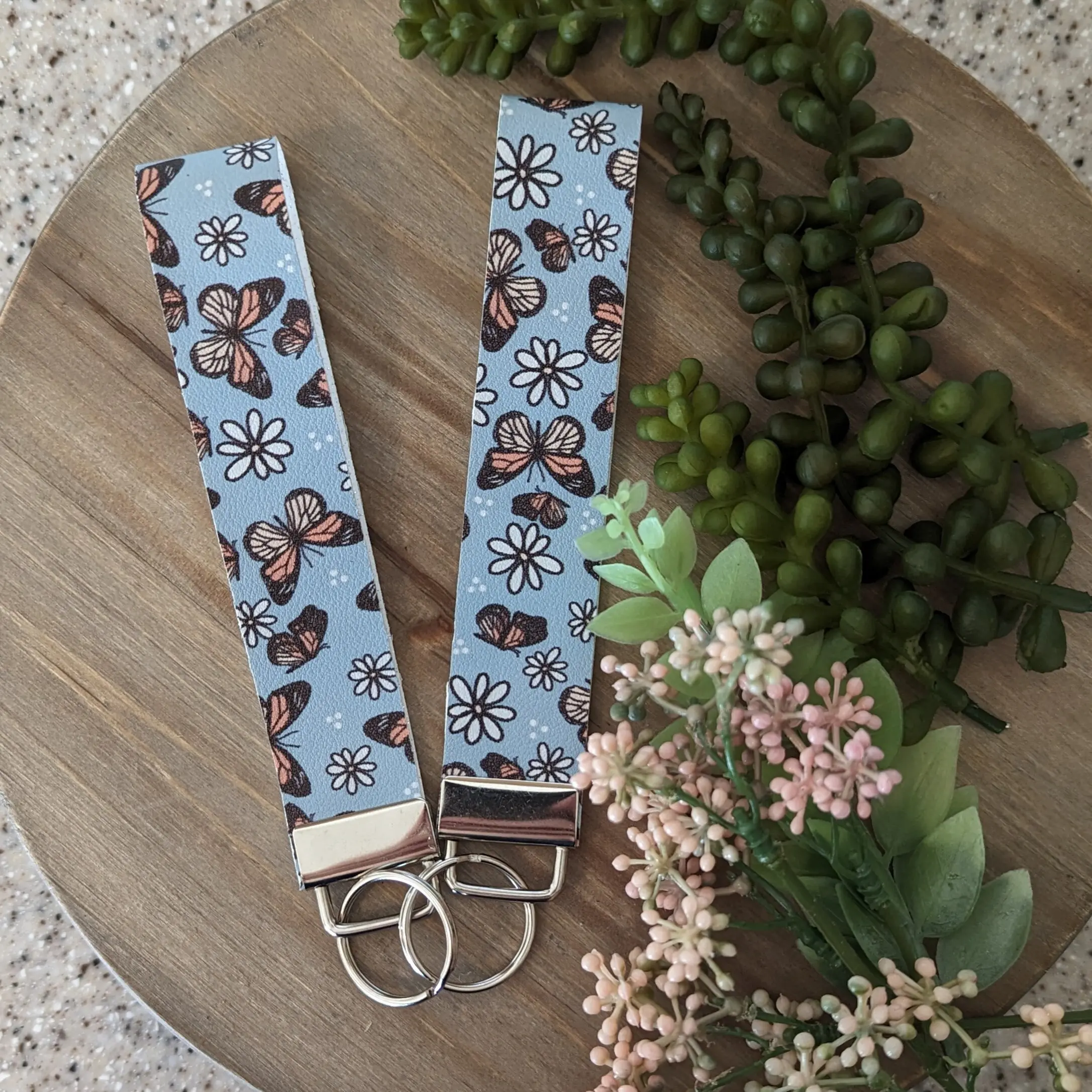 Butterfly Faux Leather Wristlet