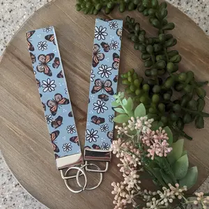 Butterfly Faux Leather Wristlet