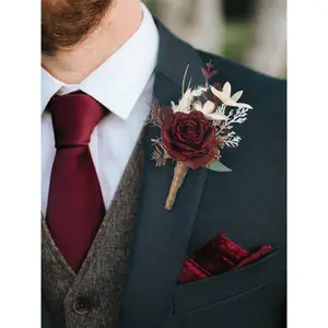 Rinlong Boutonniere Burgundy & Beige