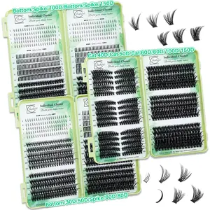570/650/695 PCS Individual Lashes Cluster Book D Curl Cat/Volume/Spikes/Bottom Mix 5-7mm/10-18mm/12-20mm Soft And Comfortable False Eyelashes, Perfect for Beginners &Proficient, DIY at Home Easily, Easy Apply for Makeup Daily