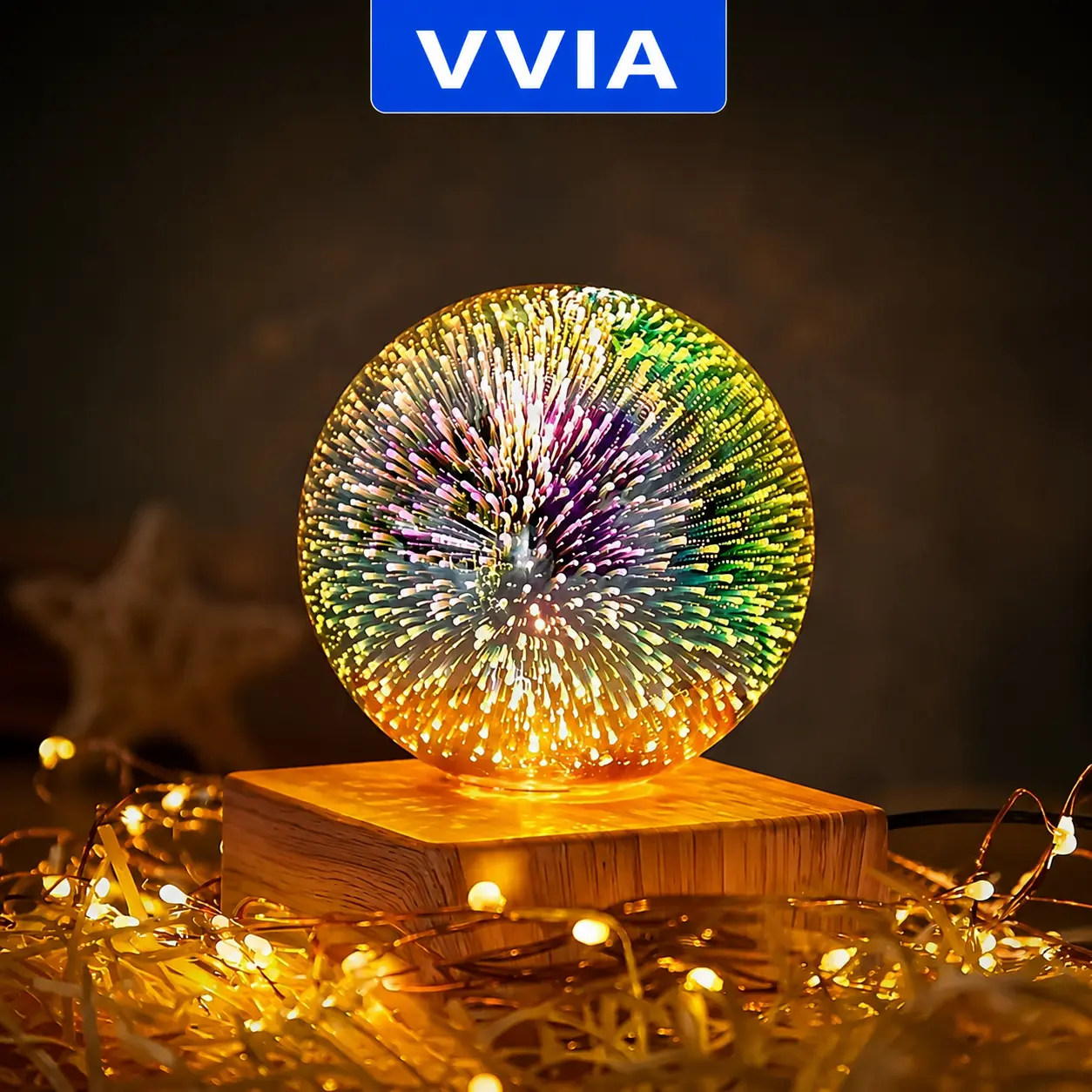 1pc LED 3D Firework Decorative Light Bedroom Bedside Starry Light, Colorful Atmosphere Table Lamp, USB Plug-in Night Light. Eid Al-Adha Mubarak Led Multicolor